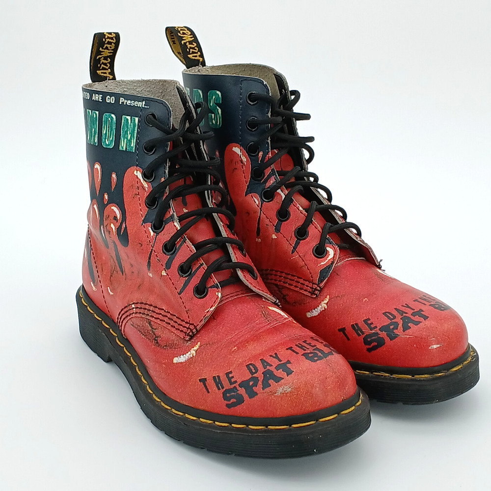 Dr Martens Pascal Demented Are Go Present Day Earth Spat Blood Boots Mens US 6
